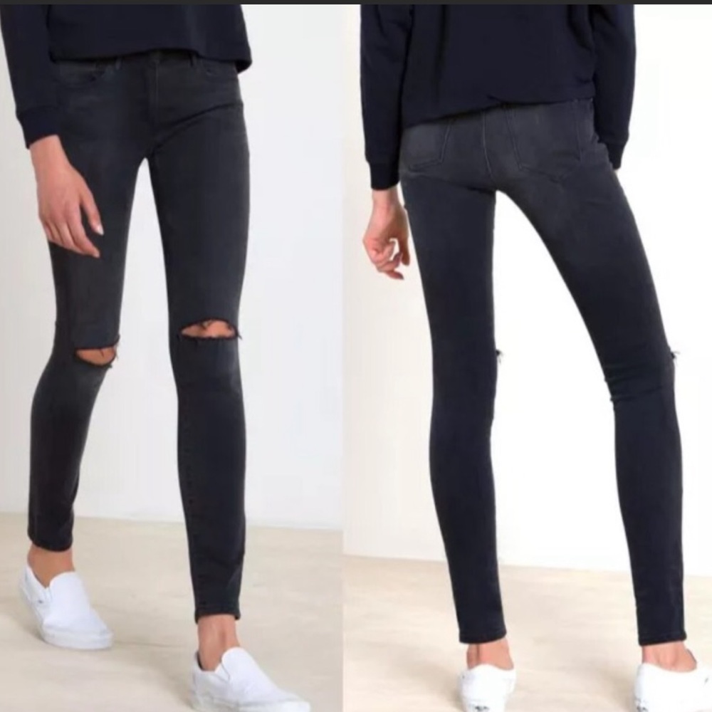 3X1 NYC Ripped Busted Knee Distressed Skinny Black